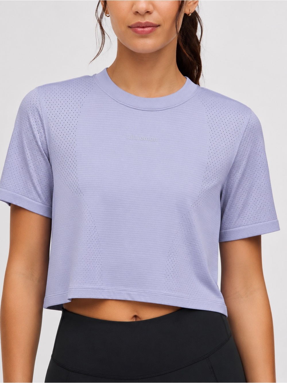 lululemon athletica Lavender Perforated Crop Tee